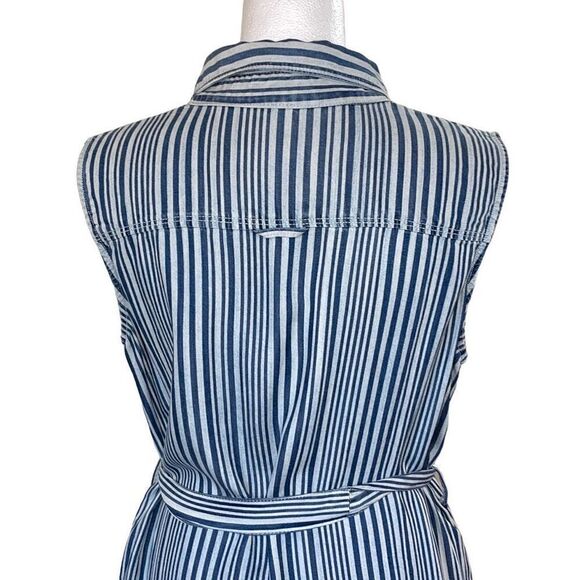 Velvet Heart Women's Front Tie Waist Dress Collared Striped Mini Blue Medium - Picture 6 of 10